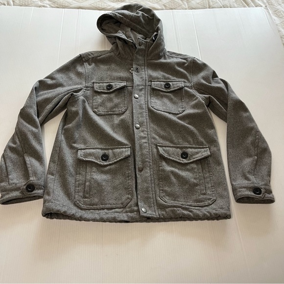 COTTON ON Nineteen Ninety One Wool Hoodie Utility Jacket Gray Size Medium - Picture 8 of 12